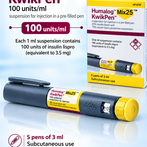 Humalog Mix 25 Kwikpen 100IU injection kwikpen 5 Pre Filled Kwikpen x 3 ml In Pakistan